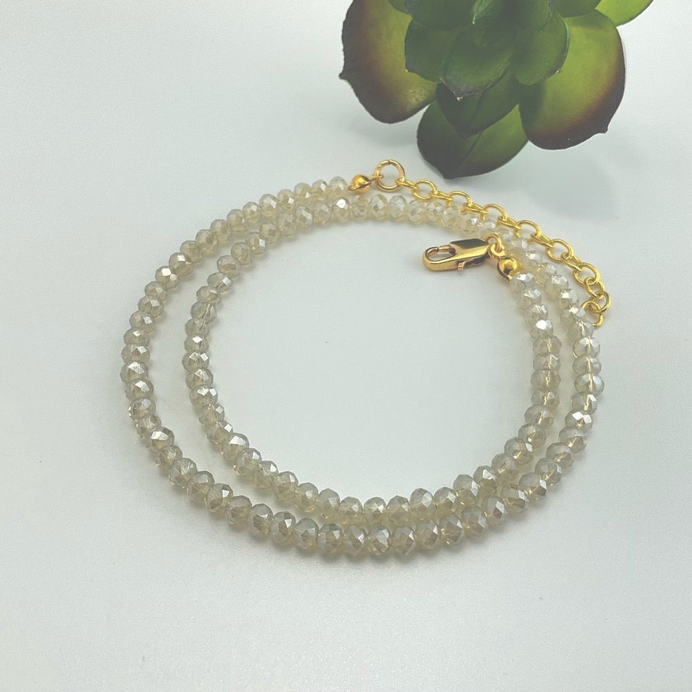 Opalescent Crystal Choker Necklace, Aura Effect, Neutral, Sparkly, Golden Aura - Picture 8 of 11